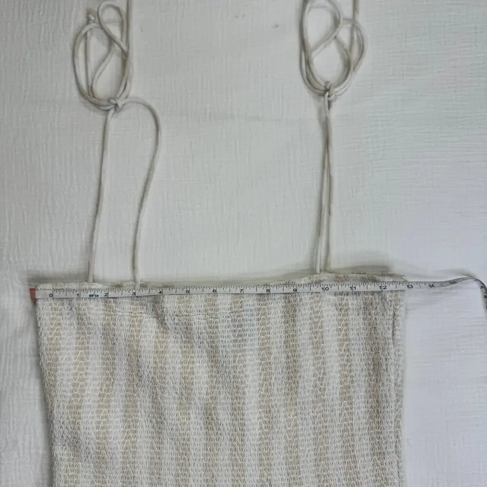 Boohoo Smocked Striped Sundress Maxi Cotton Women’s 6 Tiered Coastal Cottagecore - Picture 6 of 16